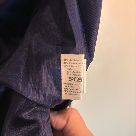 LUISA SPAGNOLI Sz 50 Blazer Satin Layer and Buttons Shoulder Pads 90s Vibe Lined - Picture 6 of 9